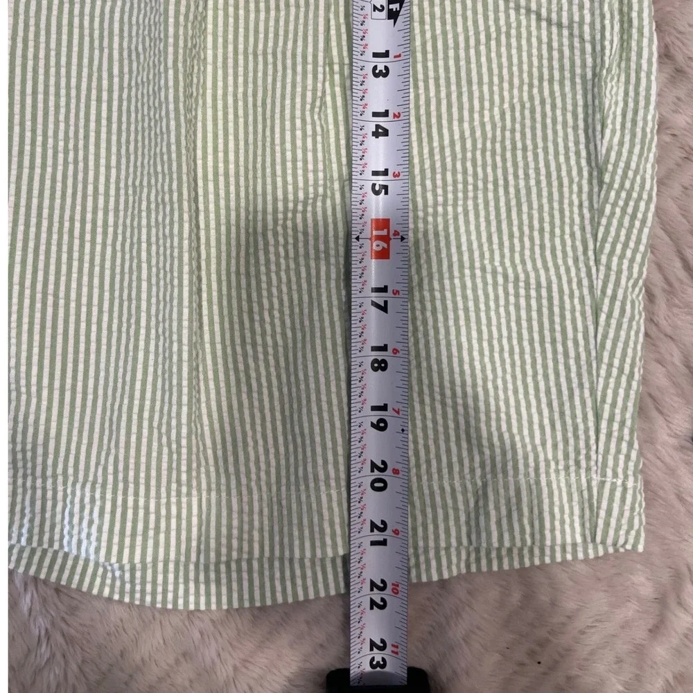 Jos. A. Bank Mens Shorts Pleated Seersucker Striped Green White 42